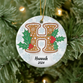 Ornamento De Cerâmica Letra H Natal Nome Personalizado
