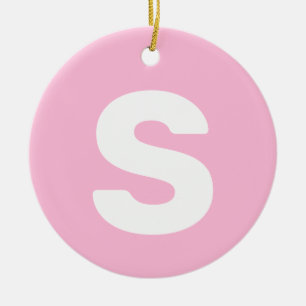 Ornamento De Cerâmica Letra inicial Algodão doce, cor-de-rosa, elegant