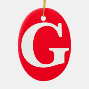 Ornamento De Cerâmica Letra inicial monograma branco branco simples