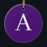 Ornamento De Cerâmica Letra inicial Monograma Estilo moderno roxo e azul<br><div class="desc">Você gostaria de ter um produto com as iniciais do seu nome? É muito simples,  estética e atraente.</div>