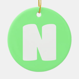 Ornamento De Cerâmica Letra inicial Neon Mint Trendy Modern