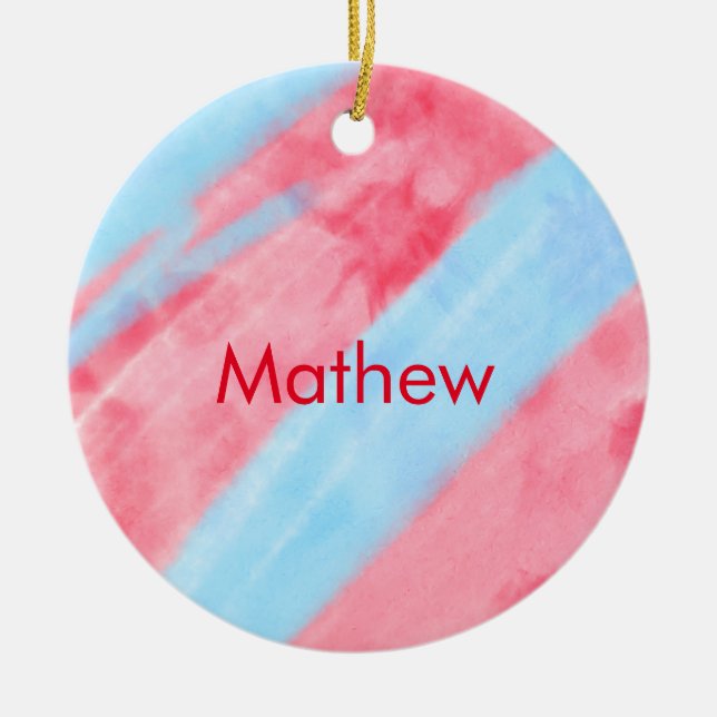 Ornamento De Cerâmica letra inicial simples monograma adicione seu nome  (Frente)