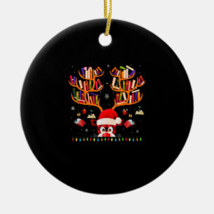 Ornamento De Cerâmica Letra Lover Book Lover Bibliotecário do Natal Rein