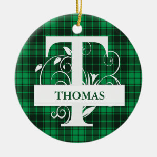 Ornamento De Cerâmica Letra Monográfica Personalizada - Fundo da Xadrez