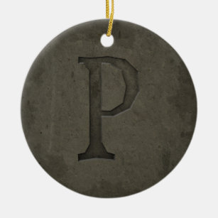 Ornamento De Cerâmica Letra Monograma Concreta P