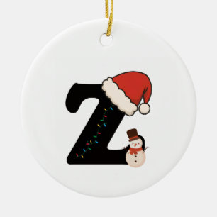 Ornamento De Cerâmica Letra Personalizada de Natal Alfabeto Z