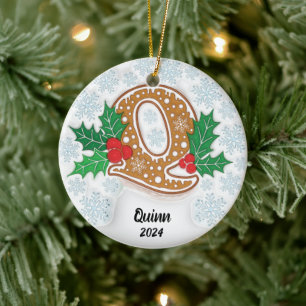 Ornamento De Cerâmica Letra Q Nome Personalizado Monograma Natal