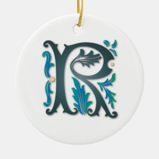 Ornamento De Cerâmica Letra R Monograma