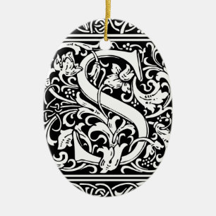 Ornamento De Cerâmica Letra S Monograma Medieval Arte Nova
