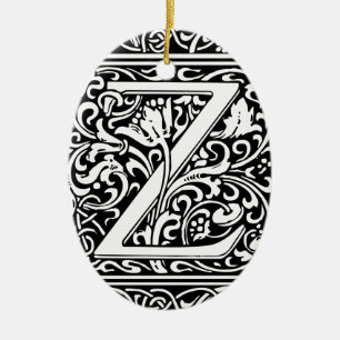 Ornamento De Cerâmica Letra Z Monograma Medieval Arte Nova