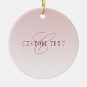Ornamento De Cerâmica Letras Elegantes & Monograma Rose Ombre