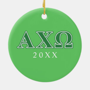 Ornamento De Cerâmica Letras Verdes da Alpha Chi Omega