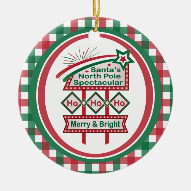 Ornamento De Cerâmica Letreiro retrovisor dos papais noeis - Feliz de hu (Frente)