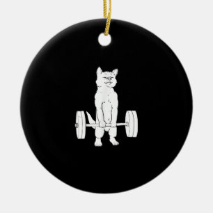 Ornamento De Cerâmica Levantamento De Peso De Gatos E Giro