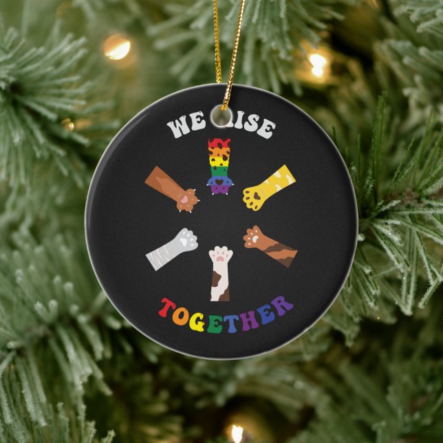 Ornamento De Cerâmica Levantamo-nos juntos | Impressão de pata | Diversi (Árvore)