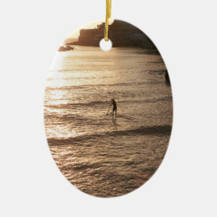 Ornamento De Cerâmica Levante-se o por do sol San Sebastian do embarque