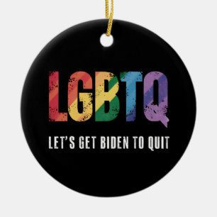 Ornamento De Cerâmica LGBTQ Vamos Fazer Biden Deixar de Falar do Orgulho