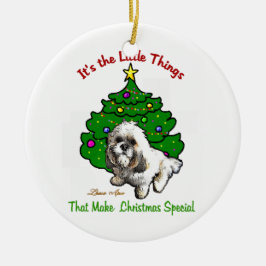 Ornamento De Cerâmica Lhasa Apso Christmas