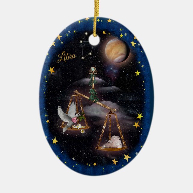 Ornamento De Cerâmica Libra Art Collage (Frente)