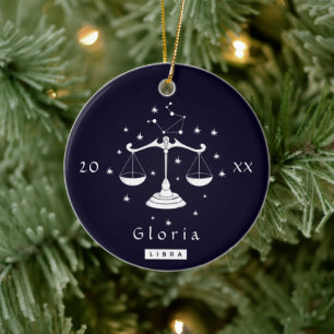 Ornamento De Cerâmica Libra Escala Zodiac Birthday - Sinal de Aniversár