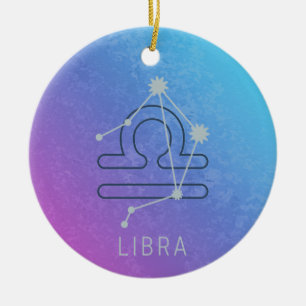 Ornamento De Cerâmica Libra Zodiac - Sinal de Estrela - Constelação do H