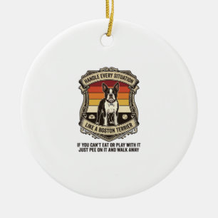 Ornamento De Cerâmica Lidar com Todas as Situações Boston Terrier Cachor