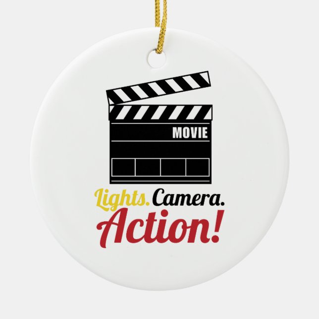 Ornamento De Cerâmica Lights.Camera.Action! (Frente)