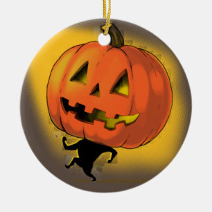 Ornamento De Cerâmica Lil' Pumpkin Head