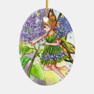 Ornamento De Cerâmica Lilac Fada