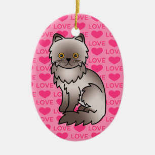 Ornamento De Cerâmica Lilac Persian Cat Love