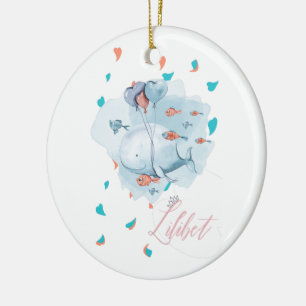 Ornamento De Cerâmica Lilibet batizado de presentes de baleia mágica par