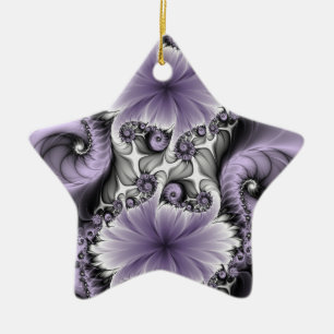 Ornamento De Cerâmica Lilus Illusion Abstrato Floral Fractal Art Star