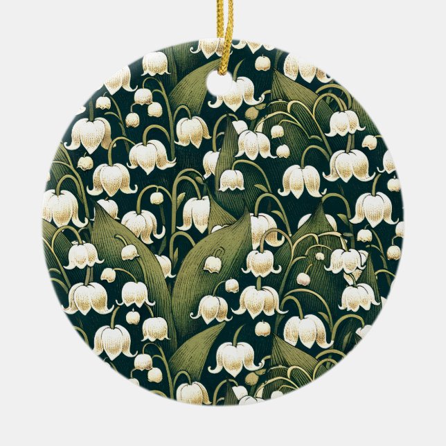 Ornamento De Cerâmica Lily do Vale Heart Wreath (Frente)