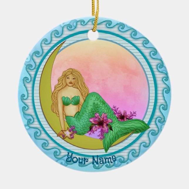 Ornamento De Cerâmica Lily Moon Mermaid  (Frente)