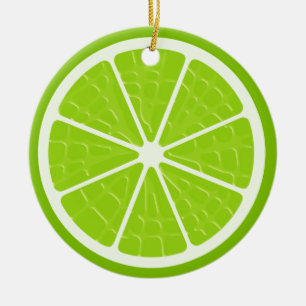 Ornamento De Cerâmica Limão com fatia de Fruta estilizada