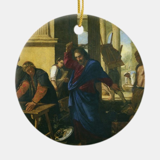 Ornamento De Cerâmica Limpeza do Templo de Jesus Cristo (Frente)