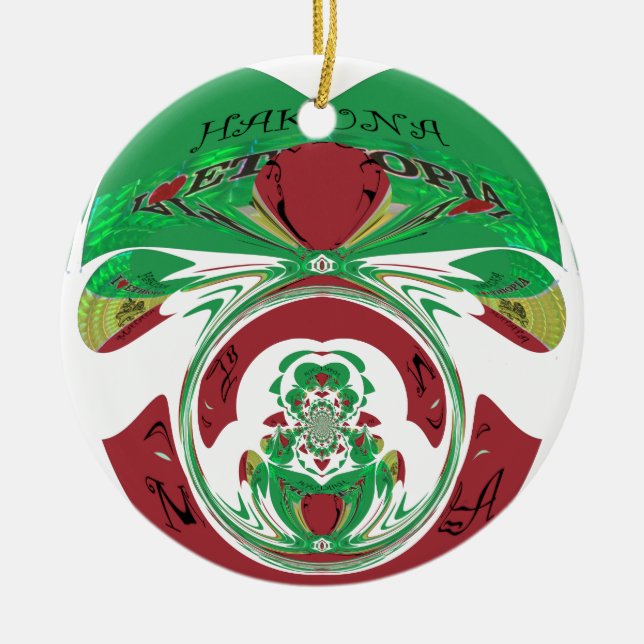 Ornamento De Cerâmica Linda Etiópia Adorável Hakuna Matata Eu Amo Hea (Frente)