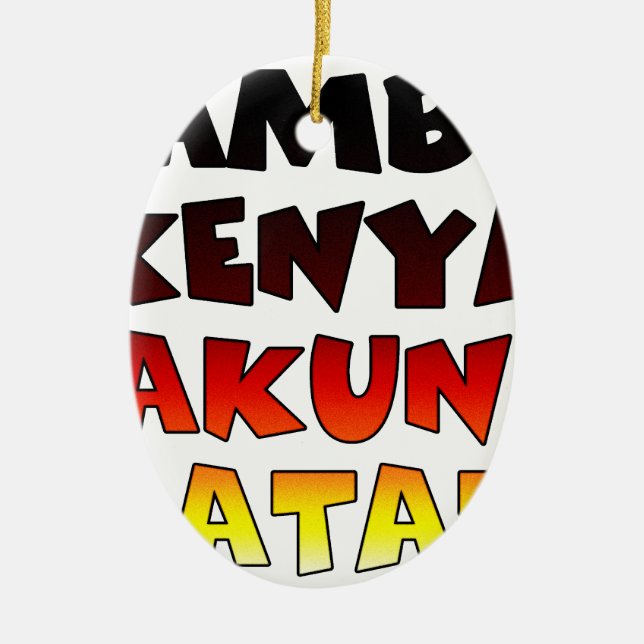 Ornamento De Cerâmica Linda Jambo Kenya Hakuna Matata Lovely Art (Frente)