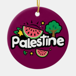 Ornamento De Cerâmica Linda palavra Palestina cercada pela árvore de mel