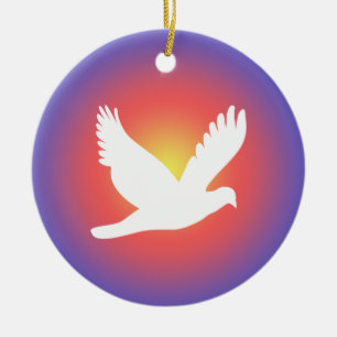 Ornamento De Cerâmica linda pomba branca e veado de Natal