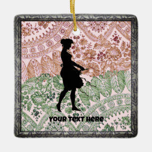 Ornamento De Cerâmica Linda Silhouette Girl