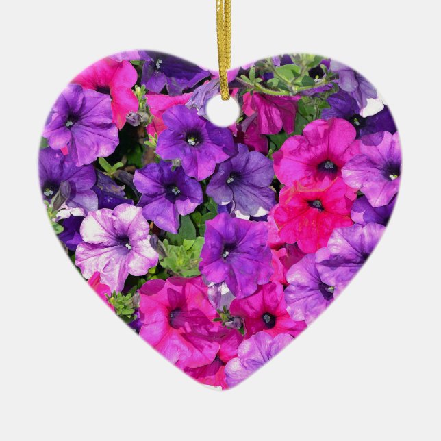 Ornamento De Cerâmica Lindas flores roxas (Frente)