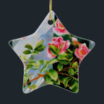 Ornamento De Cerâmica Lindas rosas brancas, cor-de-rosa, cor-de-água flo<br><div class="desc">Rosas cor-de-rosa contra uma cerca branca de piquete em aquarelas charmosas,  pintura original de aquarela - perfeita para qualquer decoração ou evento. - personalizáveis e transferíveis por design.</div>
