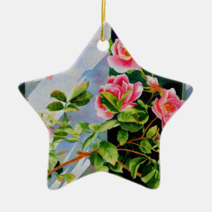 Ornamento De Cerâmica Lindas rosas cor-de-rosa, rosas vermelhas, floral