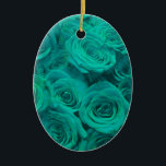 Ornamento De Cerâmica Lindas rosas verdes-lacrimogêneas<br><div class="desc">Delicada Elegância Teal: Um buquê de rosas teais encantadores,  capturando serenidade e graça. Perfeitamente projetado para um toque de sofisticação em qualquer lugar.</div>