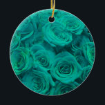 Ornamento De Cerâmica Lindas rosas verdes-lacrimogêneas<br><div class="desc">Delicada Elegância Teal: Um buquê de rosas teais encantadores,  capturando serenidade e graça. Perfeitamente projetado para um toque de sofisticação em qualquer lugar.</div>