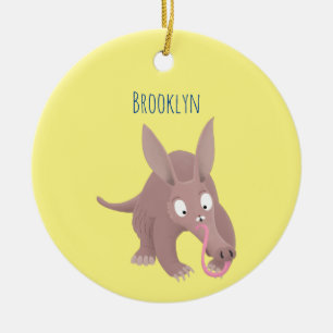 Ornamento De Cerâmica Lindo aardvark de desenho animado engraçado