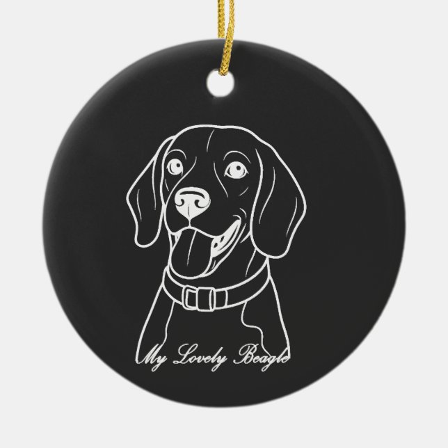 Ornamento De Cerâmica Lindo Beagle (Frente)