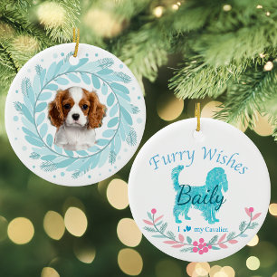 Ornamento De Cerâmica Lindo Cavalier Azul Pastel Natal Personalizado