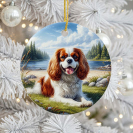 Ornamento De Cerâmica Lindo Cavalier King Charles Spaniel Lembrança